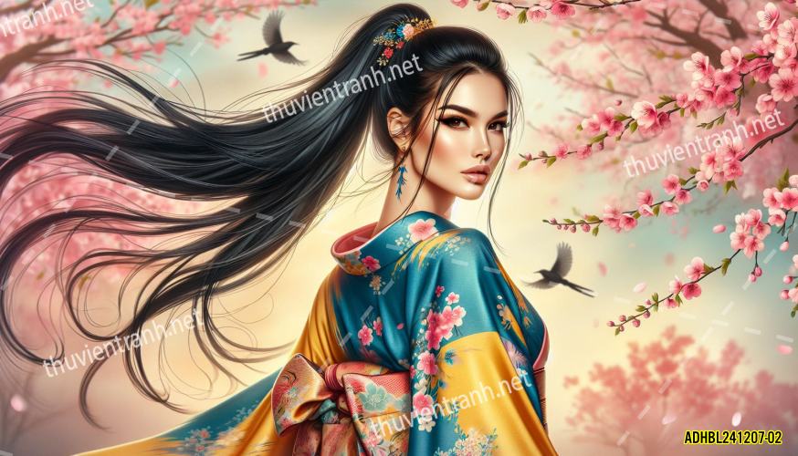 Tranh dán tường hoa cô gái Geisha Nhật Bản-ADHBL241207-02 - Kết quả tìm kiếm tranh tường
